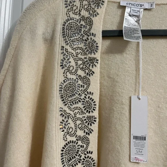 Chico's Ivory Sweater with Black Embellishments - Picture 4 of 6